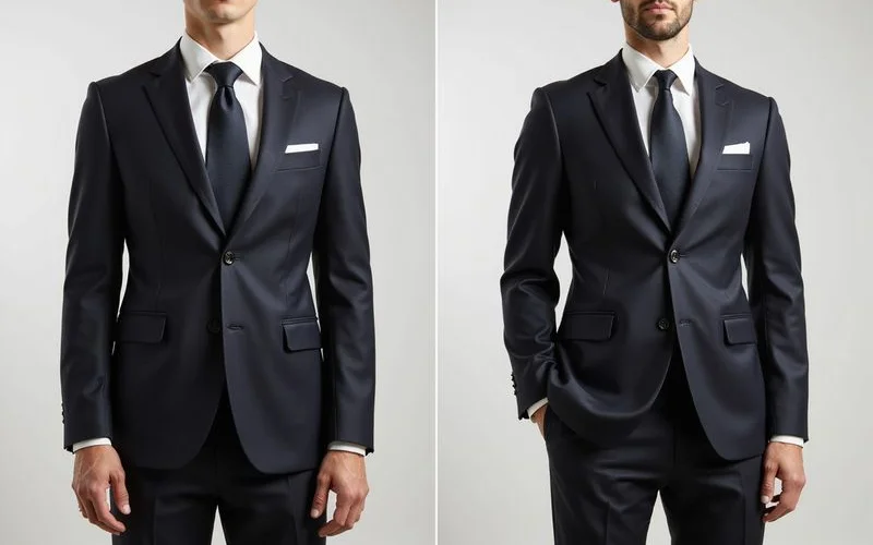 Before and after of successful suit alterations